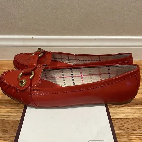 COACH Orchid Geranium Soft Patent Leather Loafers - Picture 4 of 9